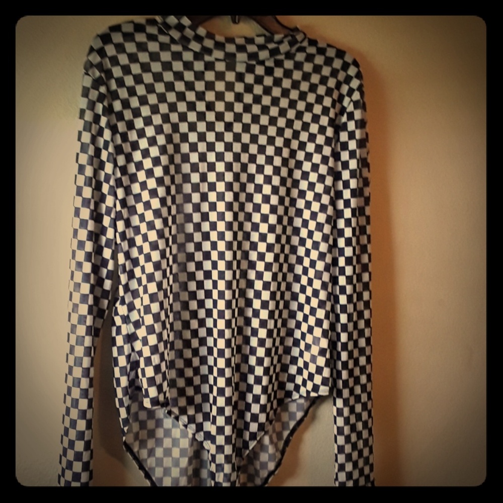 Sheer long sleeve sleeved plus size bodysuit